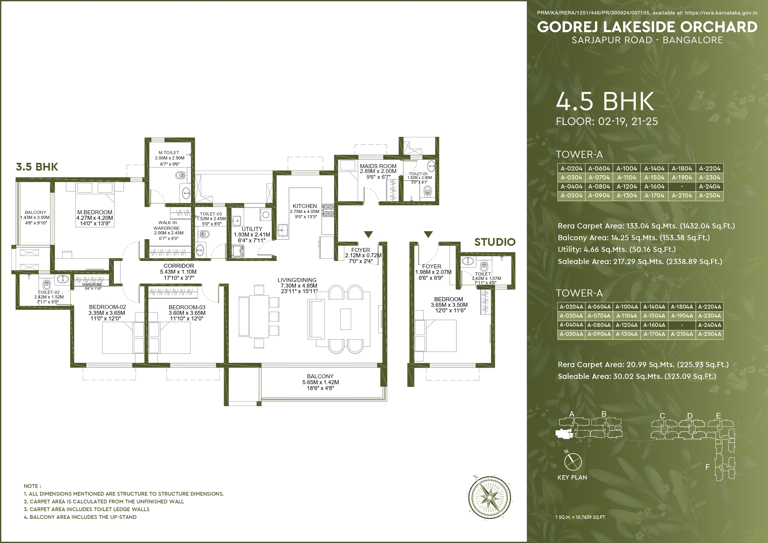 Godrej lakeside orchards
floor plan 4.5 BHK